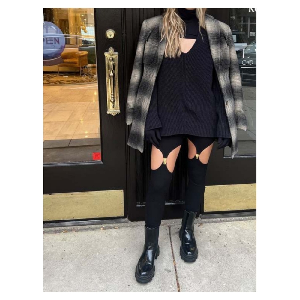 Black Garter Leggings